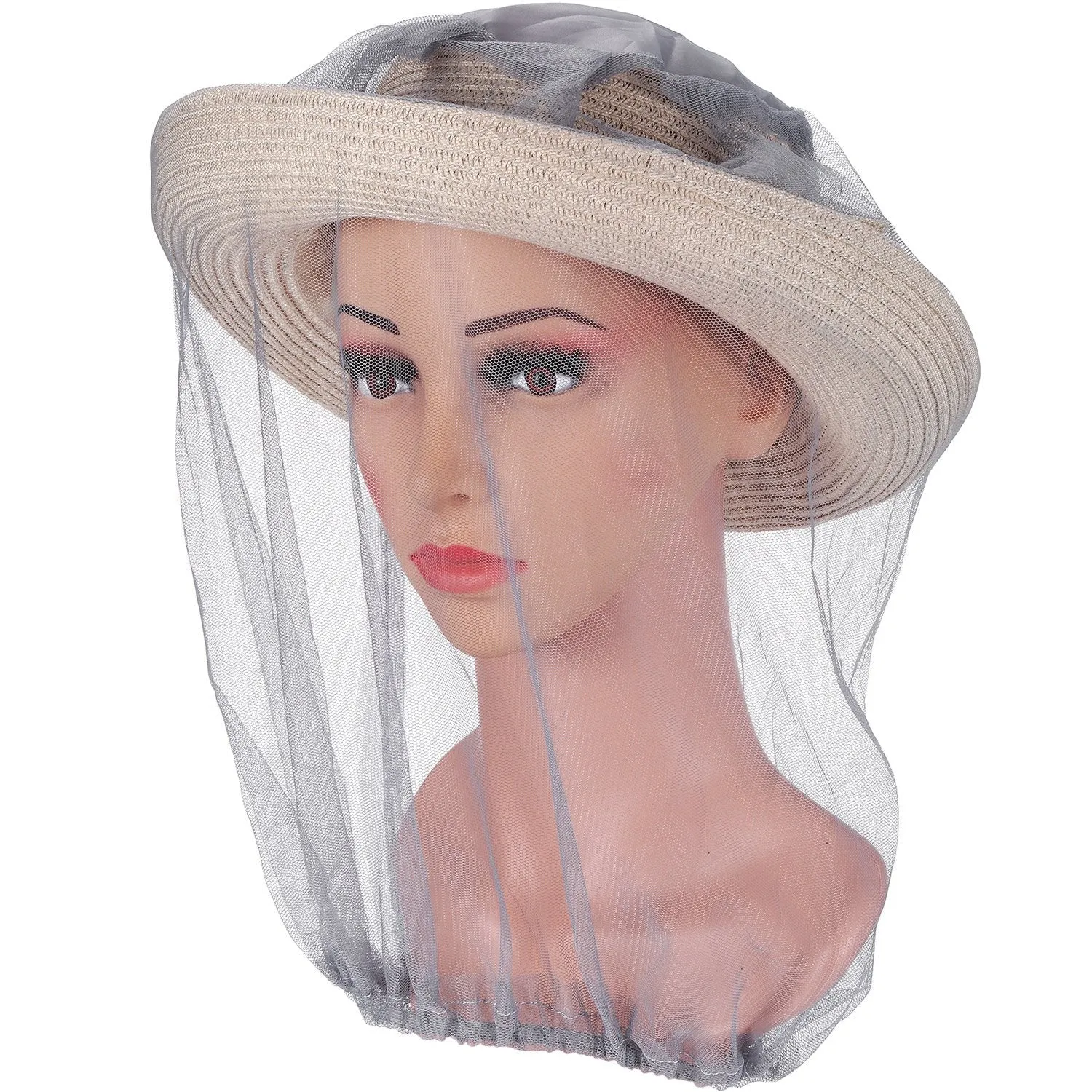 4 Pack Mosquito Head Net Face Netting Neck Cover Netting Mesh Net for Outdoor Activity (Regular Size, Grey)