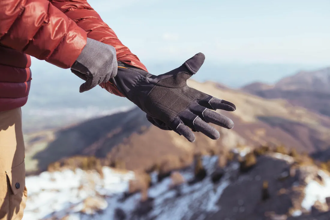 Adult Mountain Trekking Merino Wool Liner Gloves - MT500 Grey