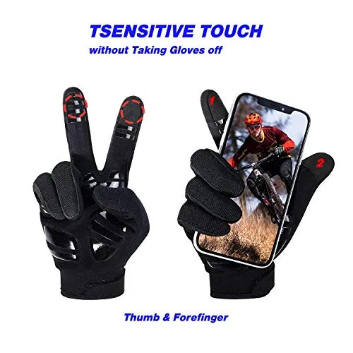 Aegend Adjustable Lightweight Cycling Gloves - Touch Screen, Anti-Slip Full Finger Mountain Bike Gloves - Breathable Sports Gloves for Biking, Workout - Unisex Motorcycle Gloves for Men/Women, M