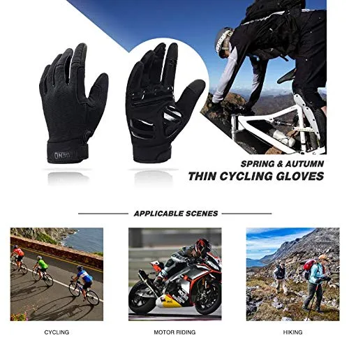 Aegend Adjustable Lightweight Cycling Gloves - Touch Screen, Anti-Slip Full Finger Mountain Bike Gloves - Breathable Sports Gloves for Biking, Workout - Unisex Motorcycle Gloves for Men/Women, M
