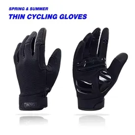 Aegend Adjustable Lightweight Cycling Gloves - Touch Screen, Anti-Slip Full Finger Mountain Bike Gloves - Breathable Sports Gloves for Biking, Workout - Unisex Motorcycle Gloves for Men/Women, M