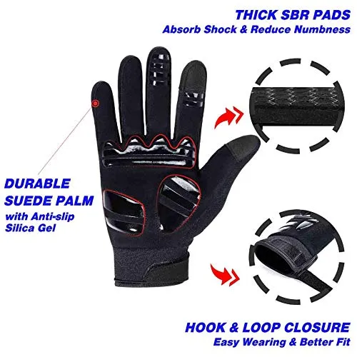 Aegend Adjustable Lightweight Cycling Gloves - Touch Screen, Anti-Slip Full Finger Mountain Bike Gloves - Breathable Sports Gloves for Biking, Workout - Unisex Motorcycle Gloves for Men/Women, M