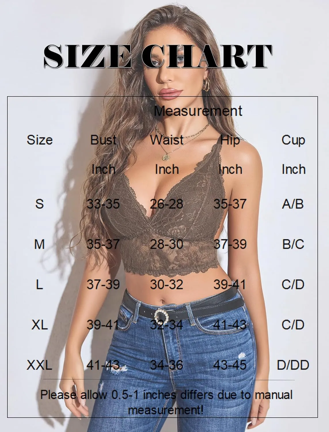 Avidlove Bralettes for Women Lace Wireless Bra V Neck Racerback Crop Top Adjustable Lingerie