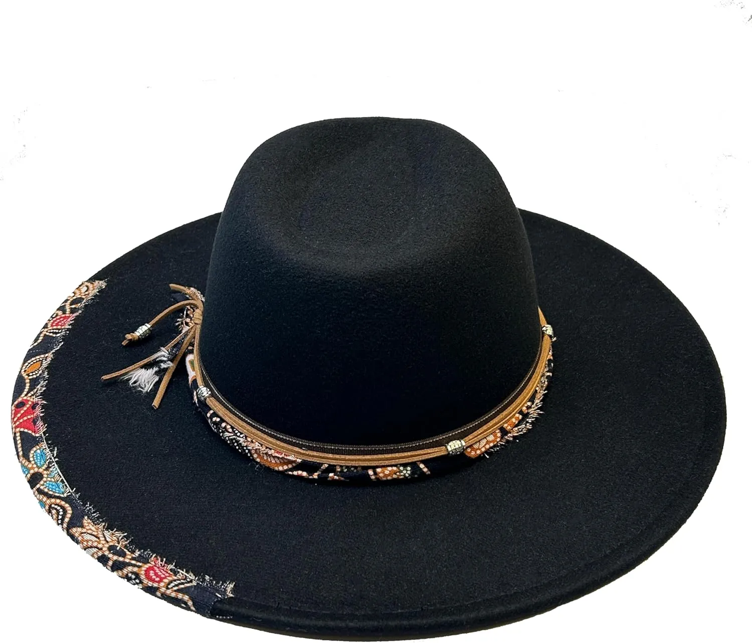 Big Wide Brim Fedora Hat for Women Man Felt Panama Hat with Band Western Outdoor hat