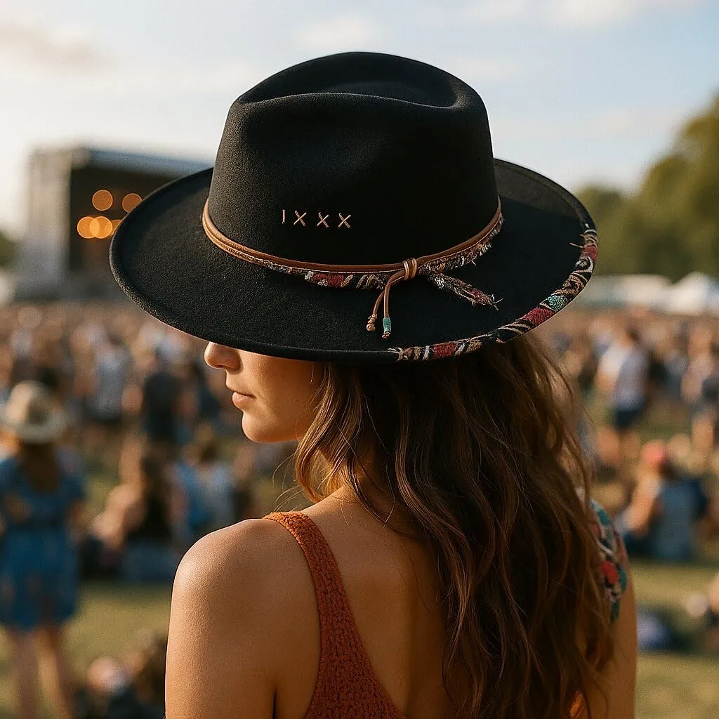 Big Wide Brim Fedora Hat for Women Man Felt Panama Hat with Band Western Outdoor hat