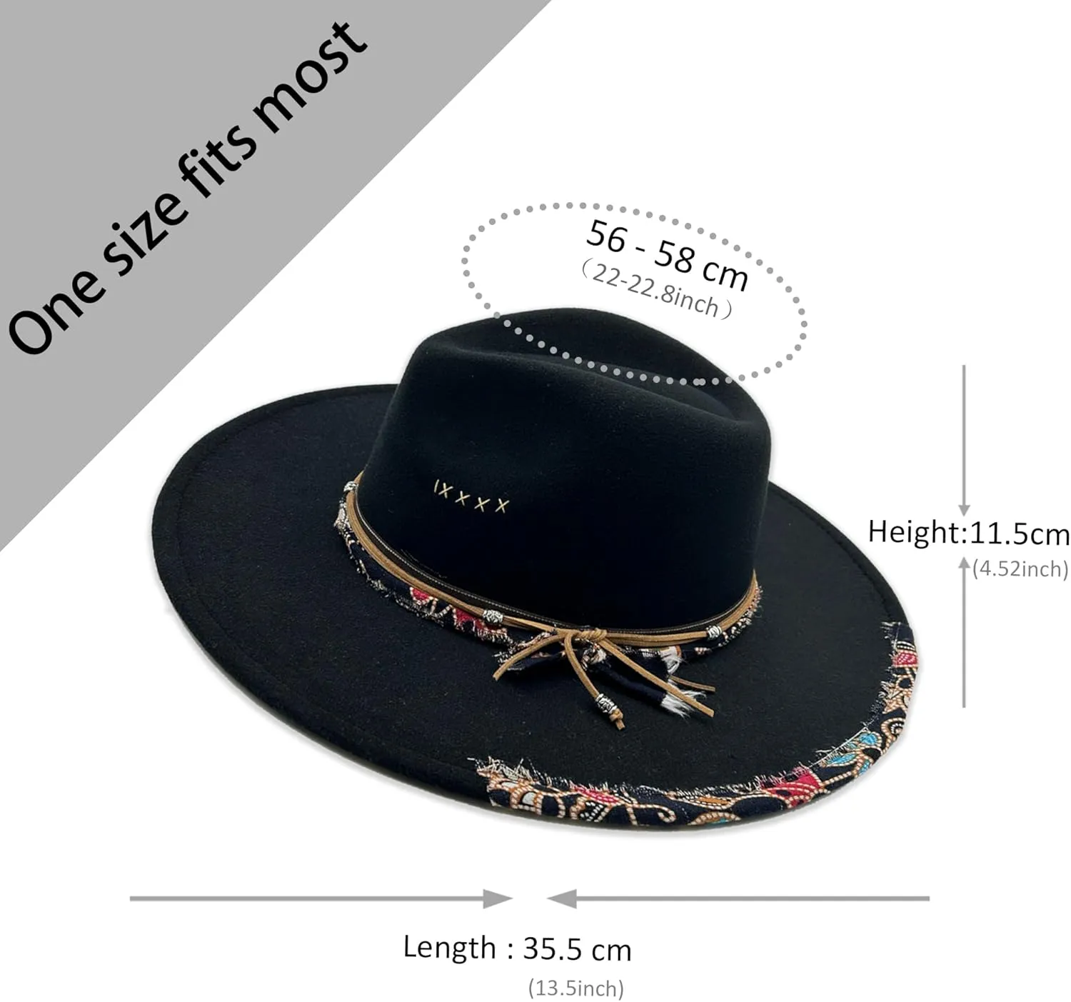 Big Wide Brim Fedora Hat for Women Man Felt Panama Hat with Band Western Outdoor hat