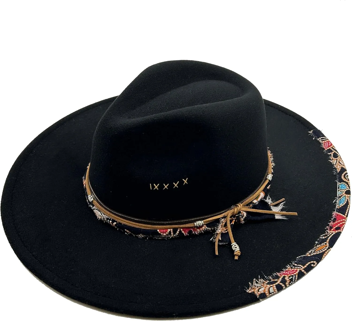 Big Wide Brim Fedora Hat for Women Man Felt Panama Hat with Band Western Outdoor hat