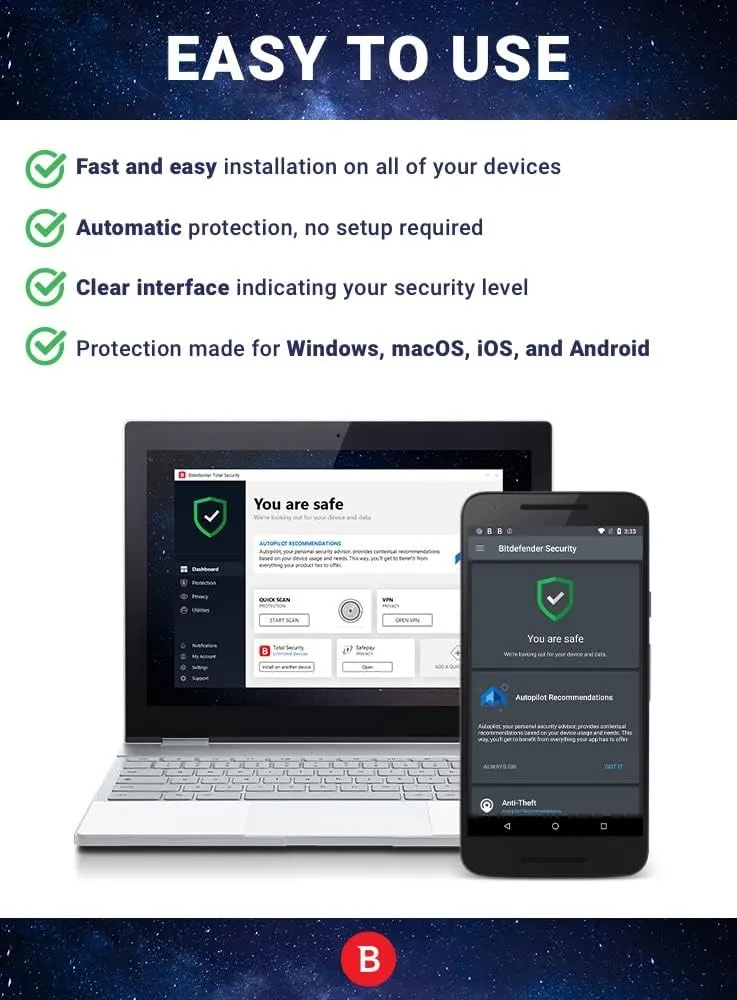 Bitdefender Total Security - 5 Devices | 2 year Subscription | PC/Mac | Activation Code by email