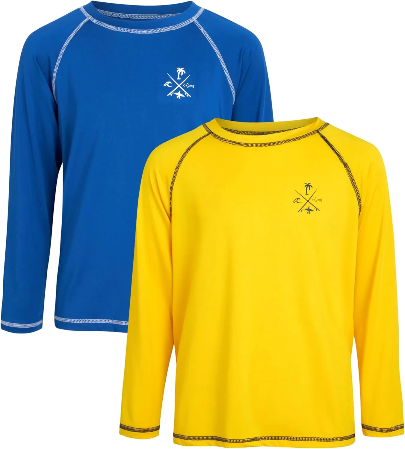 Boys Swim Shirt - 2 Pack Sun Protection Quicky Dry Long Sleeve Rash Guard for Boys Youth Kids Swimwear (2T-18)