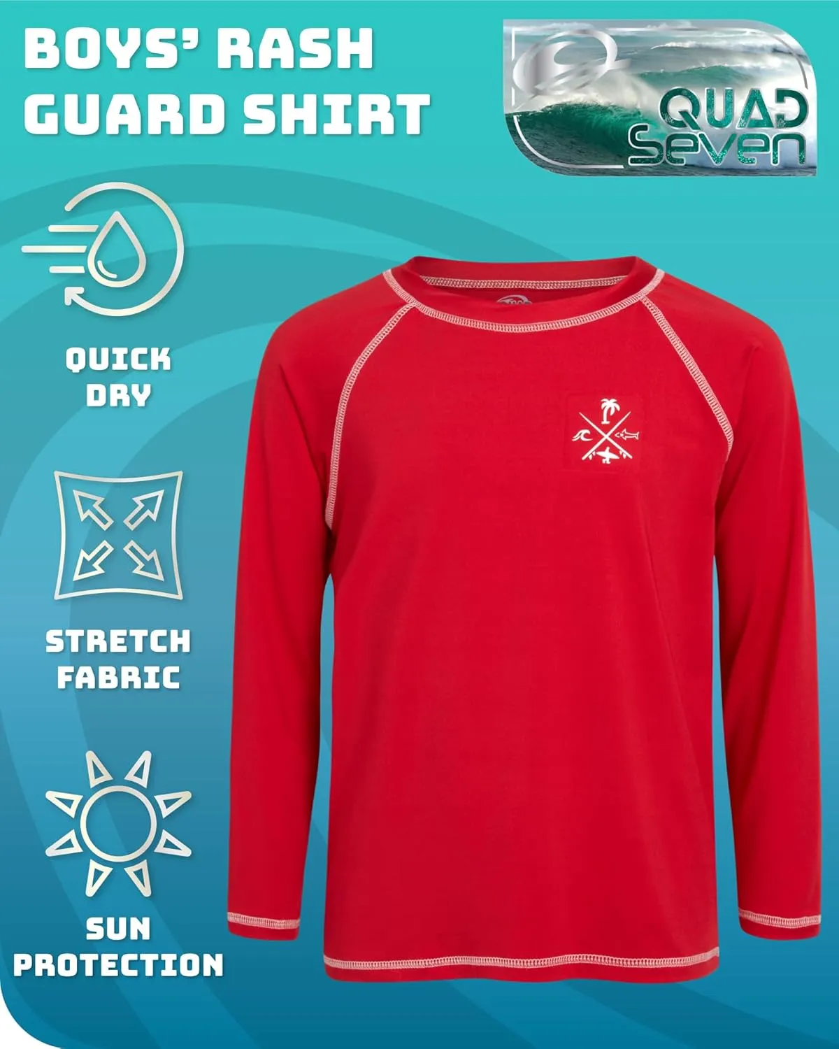 Boys Swim Shirt - 2 Pack Sun Protection Quicky Dry Long Sleeve Rash Guard for Boys Youth Kids Swimwear (2T-18)