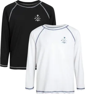 Boys Swim Shirt - 2 Pack Sun Protection Quicky Dry Long Sleeve Rash Guard for Boys Youth Kids Swimwear (2T-18)