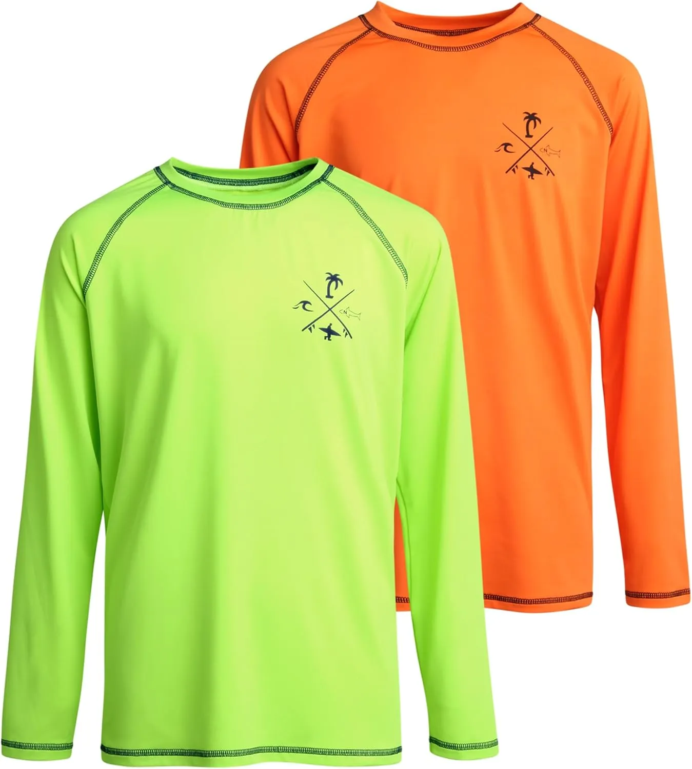 Boys Swim Shirt - 2 Pack Sun Protection Quicky Dry Long Sleeve Rash Guard for Boys Youth Kids Swimwear (2T-18)