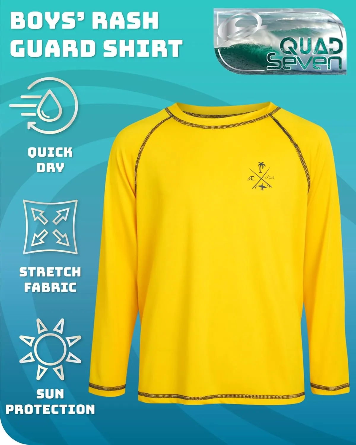 Boys Swim Shirt - 2 Pack Sun Protection Quicky Dry Long Sleeve Rash Guard for Boys Youth Kids Swimwear (2T-18)