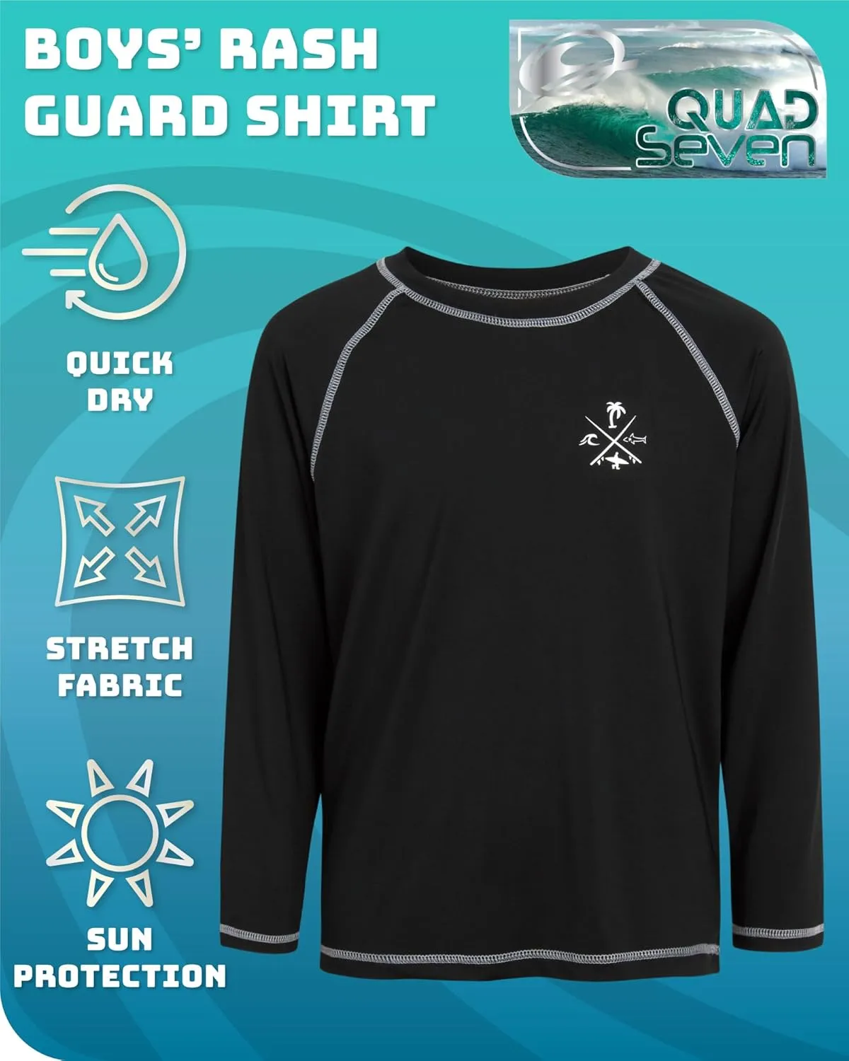 Boys Swim Shirt - 2 Pack Sun Protection Quicky Dry Long Sleeve Rash Guard for Boys Youth Kids Swimwear (2T-18)