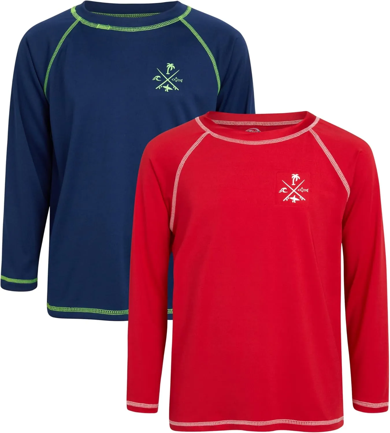 Boys Swim Shirt - 2 Pack Sun Protection Quicky Dry Long Sleeve Rash Guard for Boys Youth Kids Swimwear (2T-18)