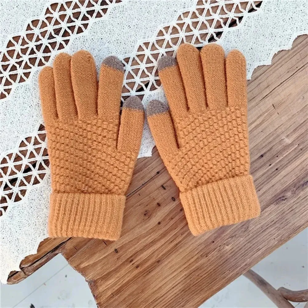 buy finger gloves phone touch women's men's wintertime knitted mittens ✈️ free.shipping