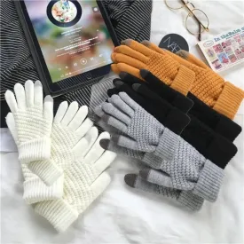buy finger gloves phone touch women's men's wintertime knitted mittens ✈️ free.shipping