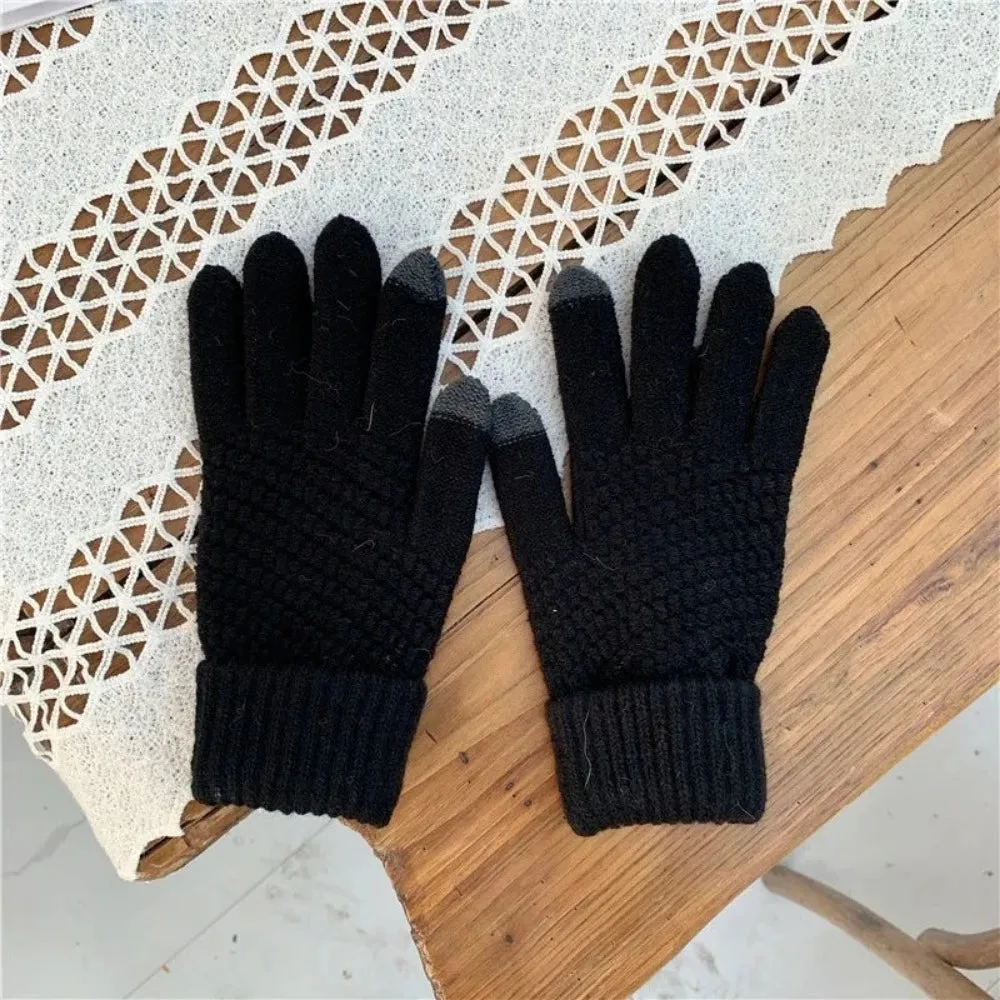 buy finger gloves phone touch women's men's wintertime knitted mittens ✈️ free.shipping