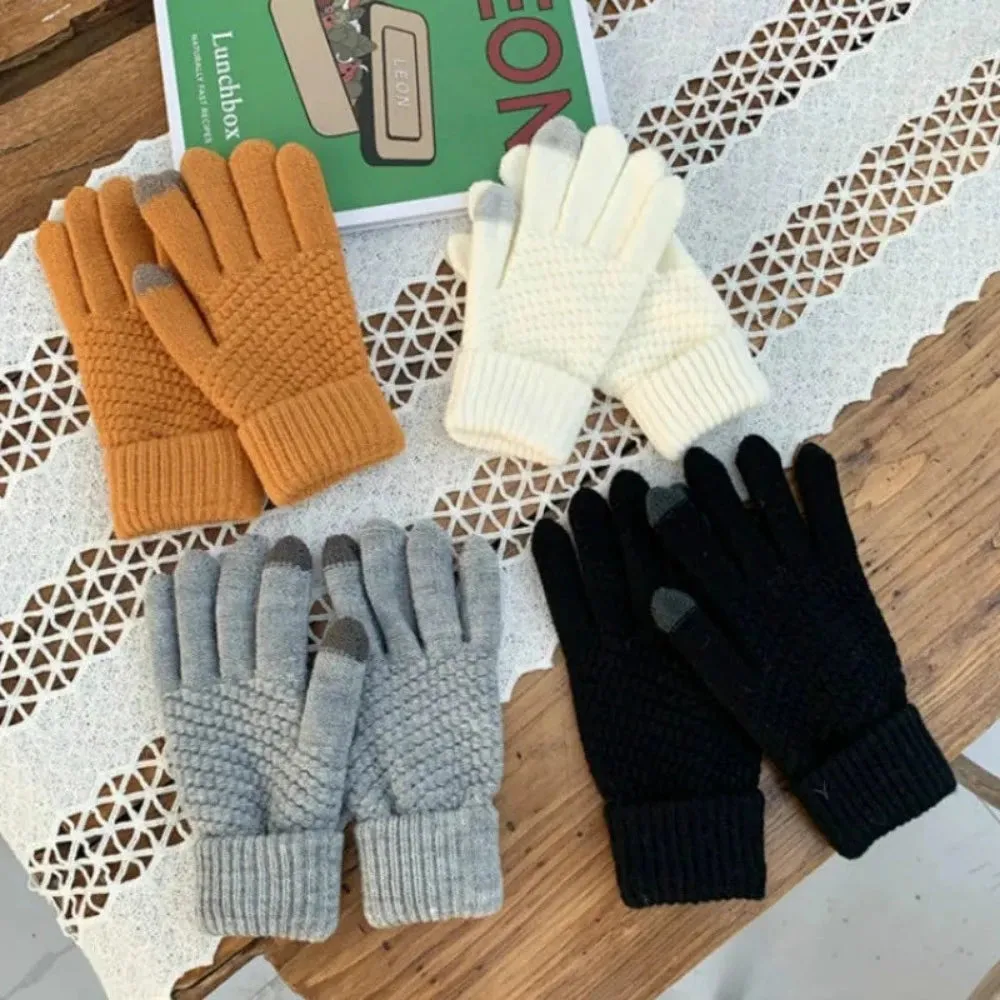 buy finger gloves phone touch women's men's wintertime knitted mittens ✈️ free.shipping
