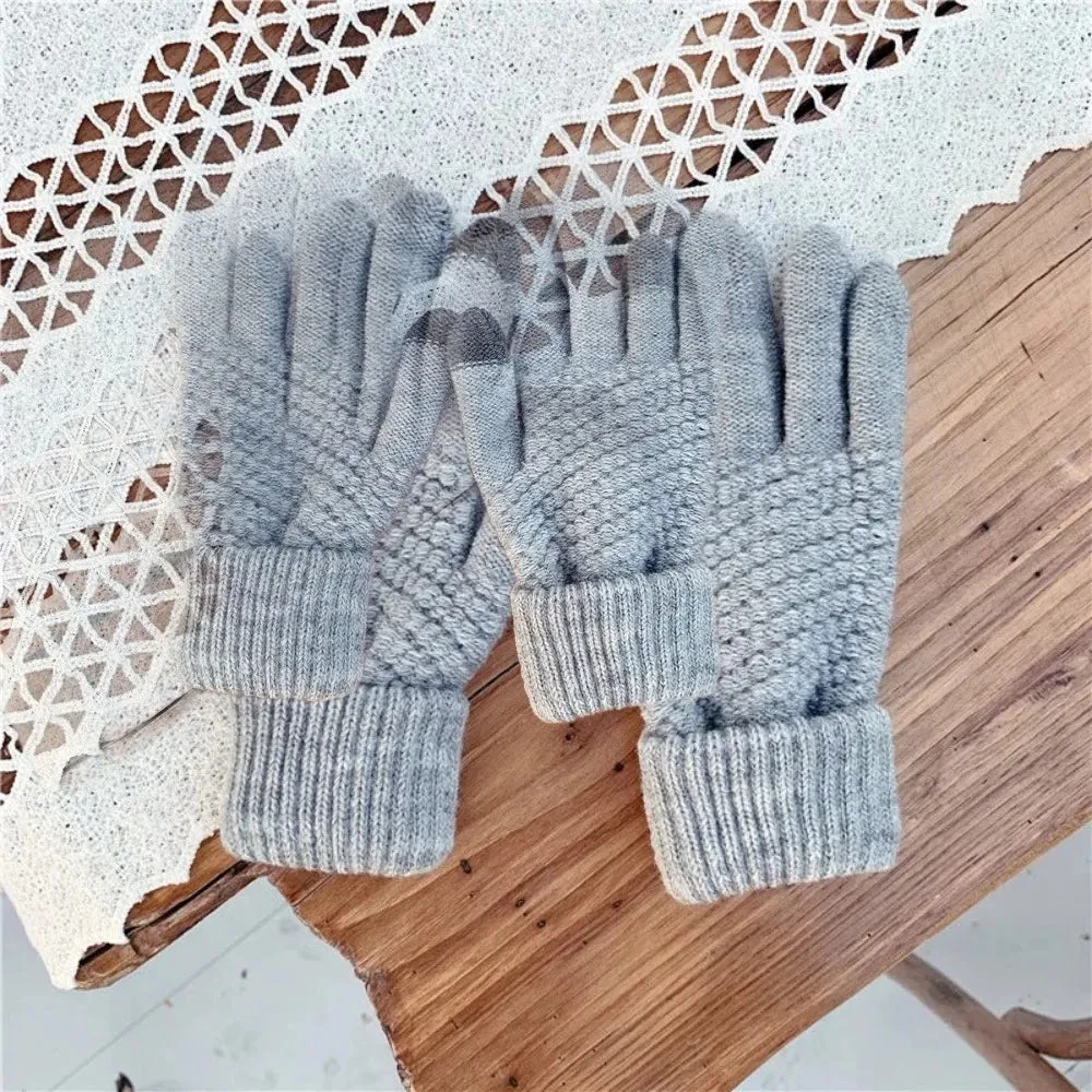 buy finger gloves phone touch women's men's wintertime knitted mittens ✈️ free.shipping
