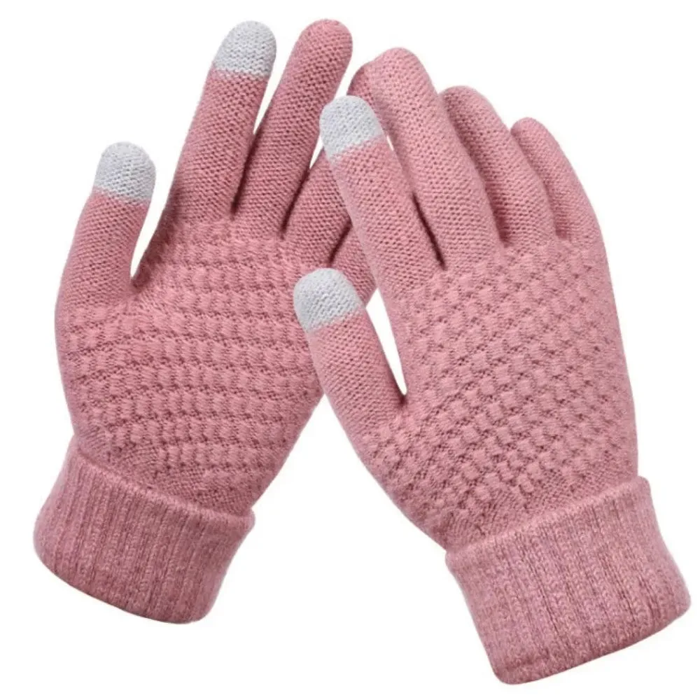 buy finger gloves phone touch women's men's wintertime knitted mittens ✈️ free.shipping