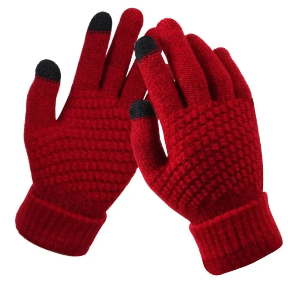 buy finger gloves phone touch women's men's wintertime knitted mittens ✈️ free.shipping