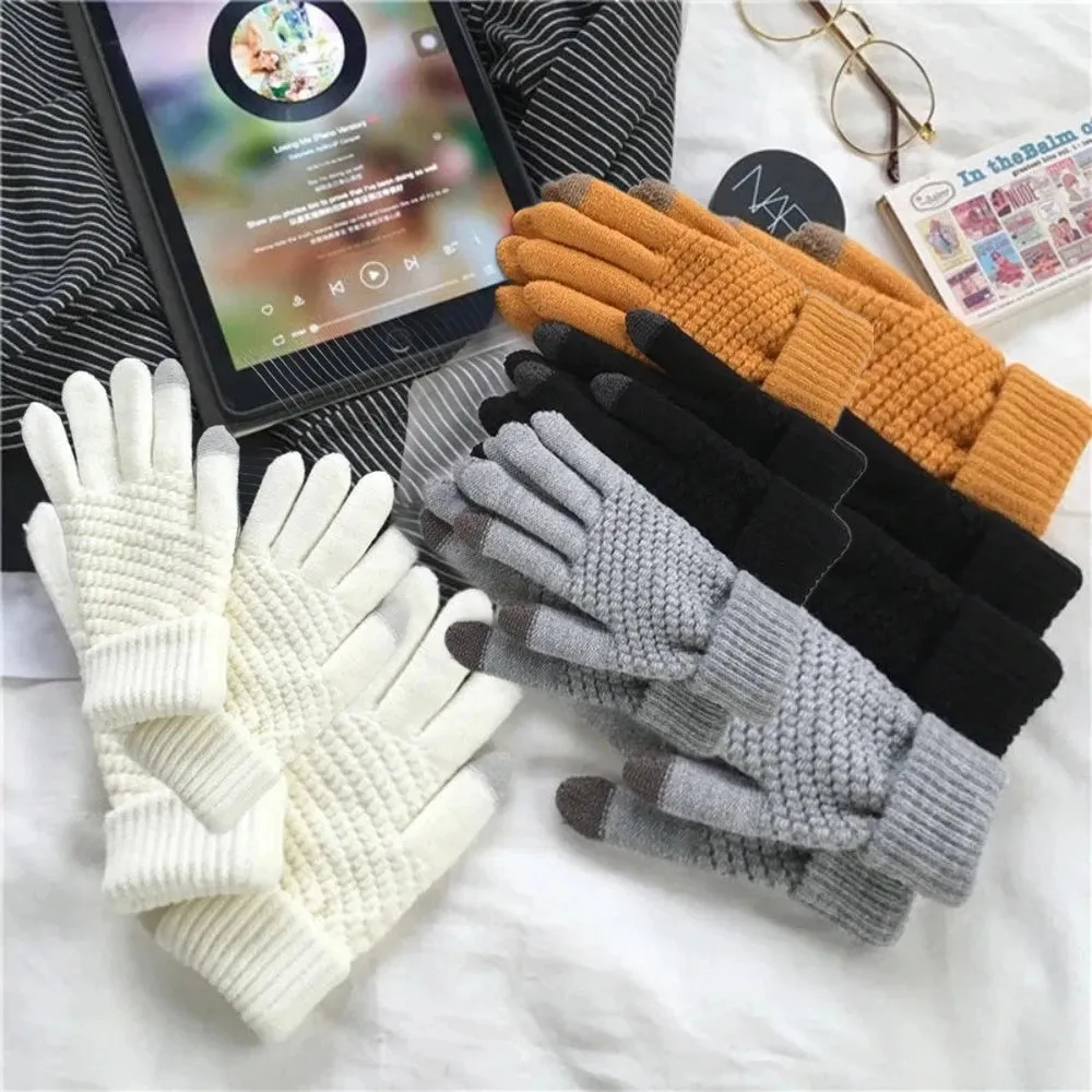 buy finger gloves phone touch women's men's wintertime knitted mittens ✈️ free.shipping
