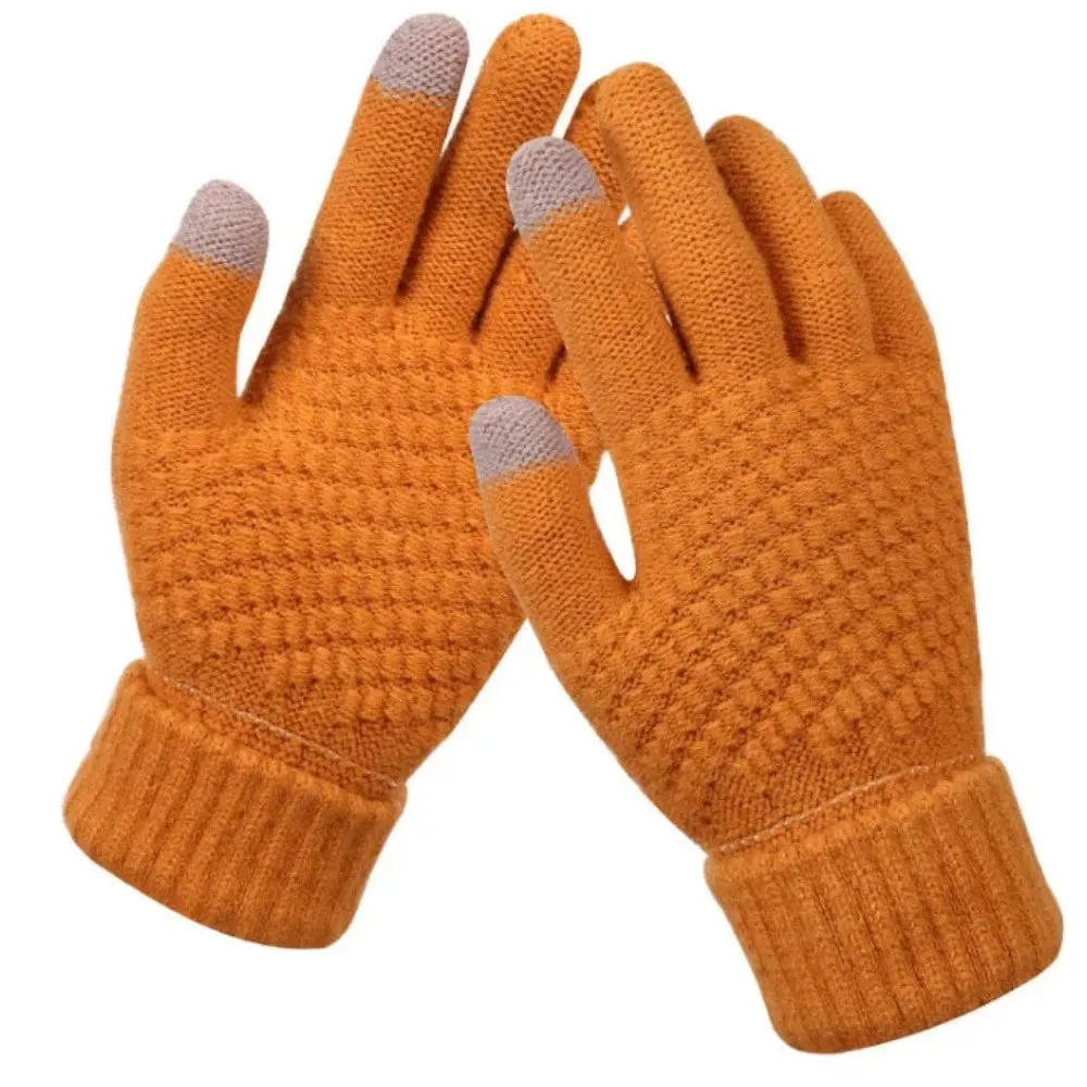 buy finger gloves phone touch women's men's wintertime knitted mittens ✈️ free.shipping