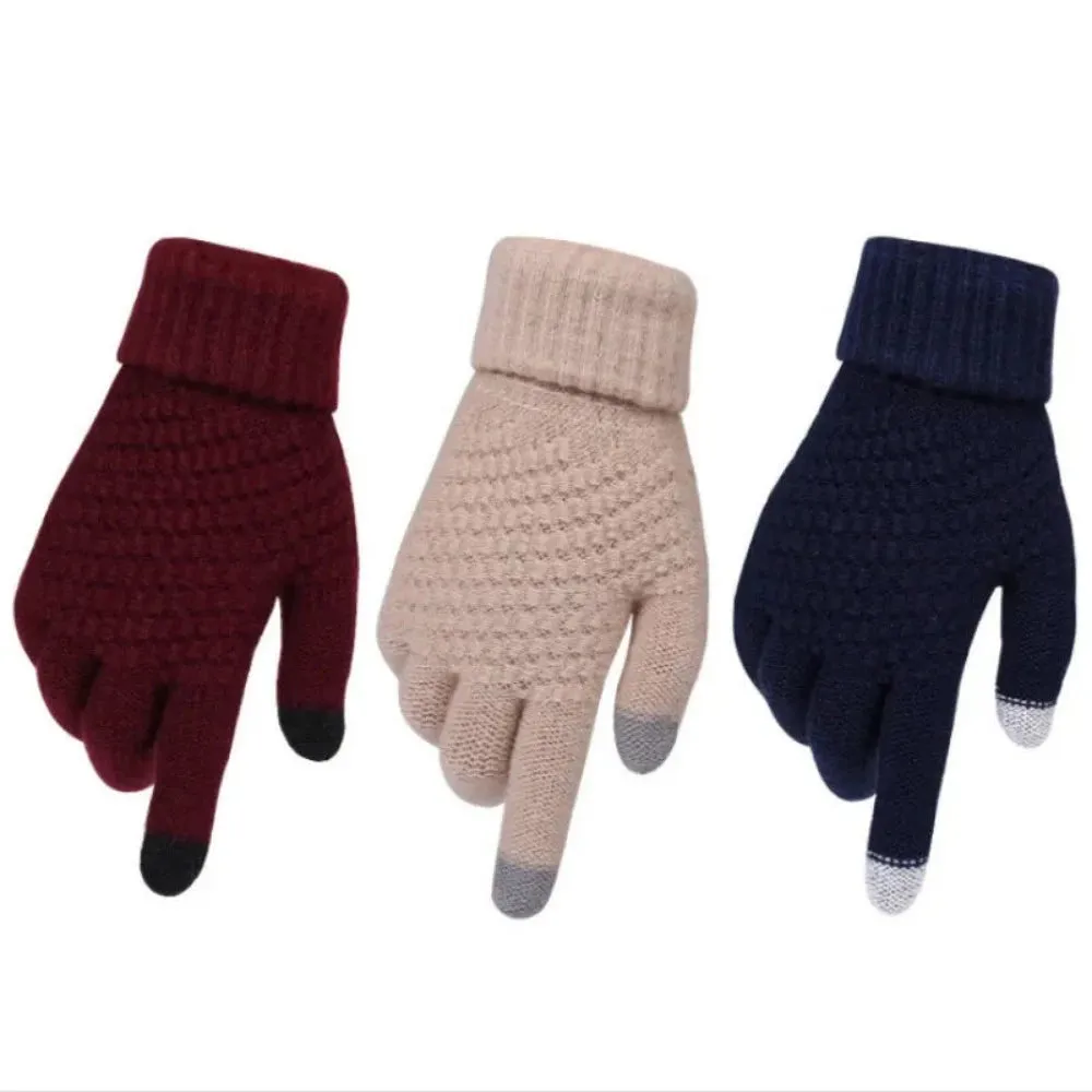 buy finger gloves phone touch women's men's wintertime knitted mittens ✈️ free.shipping