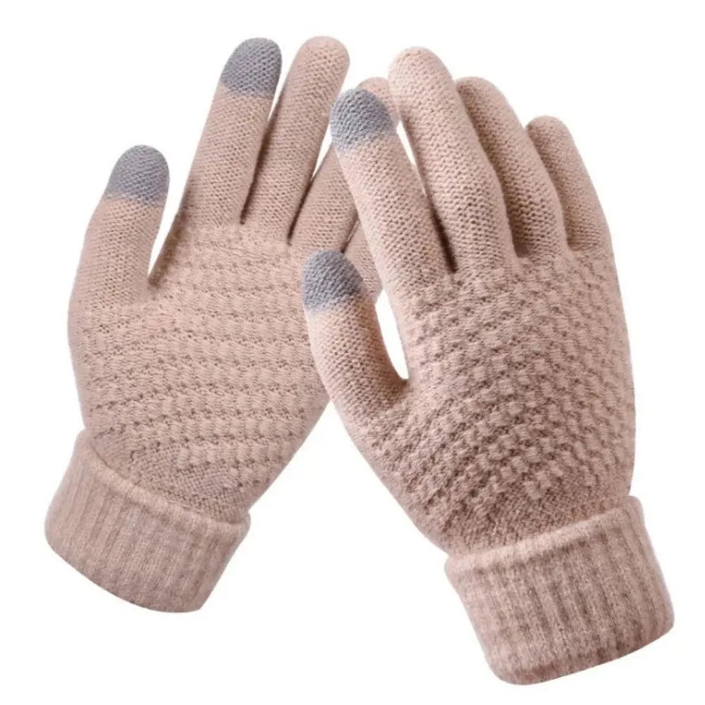 buy finger gloves phone touch women's men's wintertime knitted mittens ✈️ free.shipping