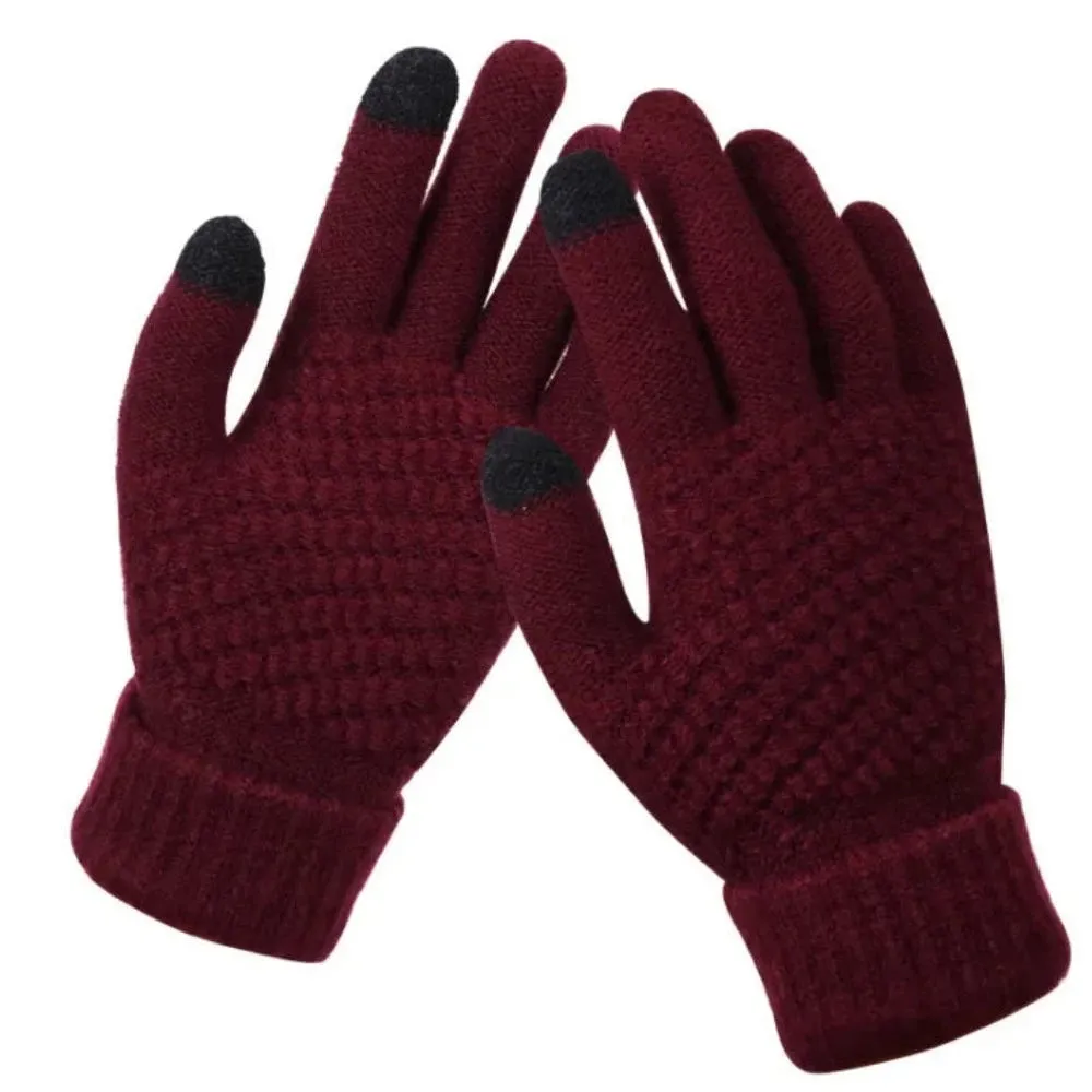 buy finger gloves phone touch women's men's wintertime knitted mittens ✈️ free.shipping