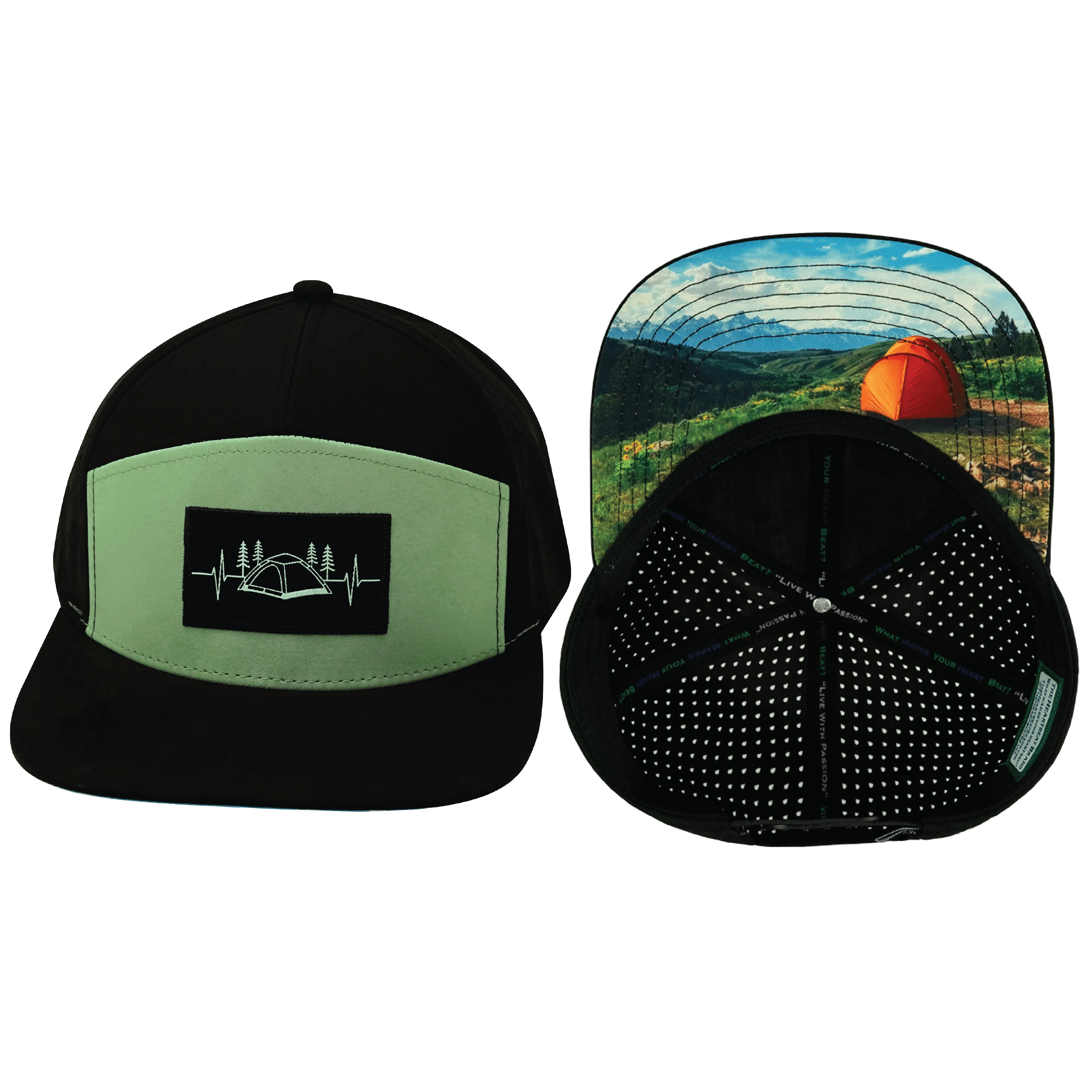 Camping Hat | Flat Bill | Black - Sage