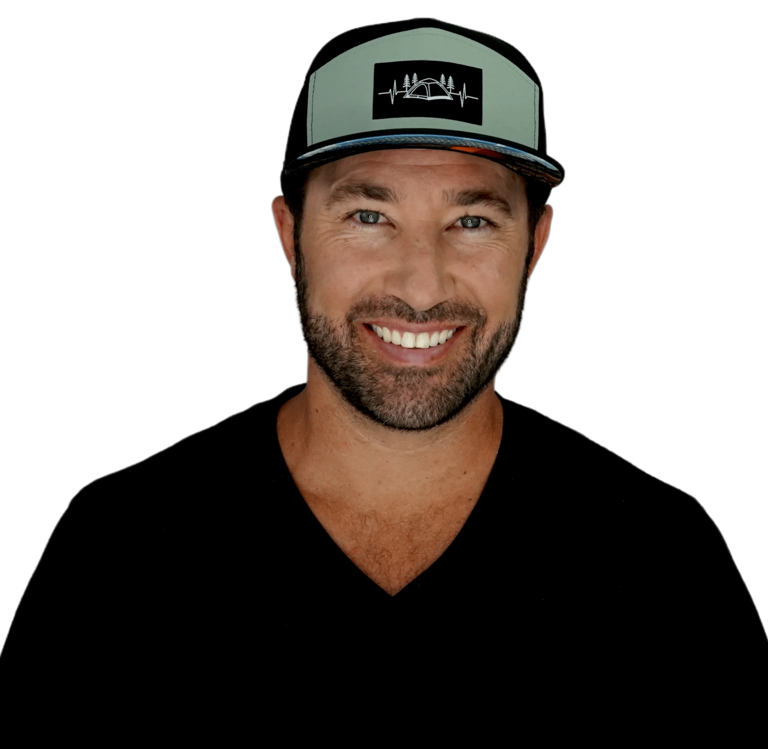 Camping Hat | Flat Bill | Black - Sage