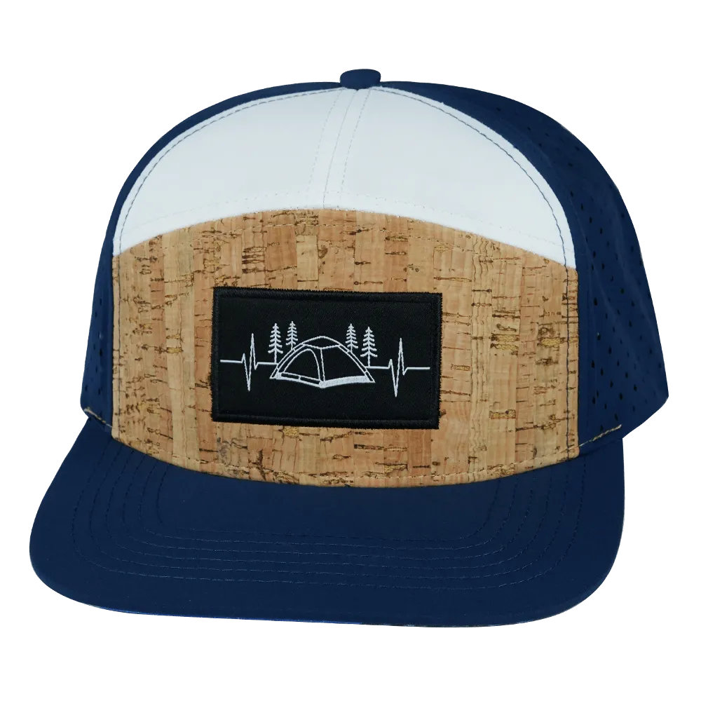 Camping Hat | Flat Bill | Cork - Navy - White