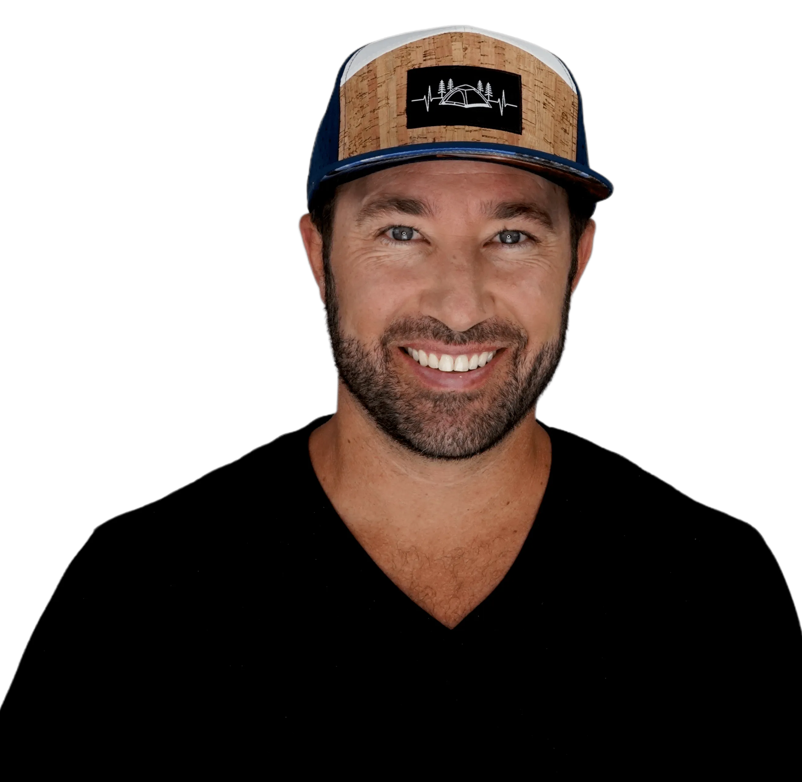 Camping Hat | Flat Bill | Cork - Navy - White