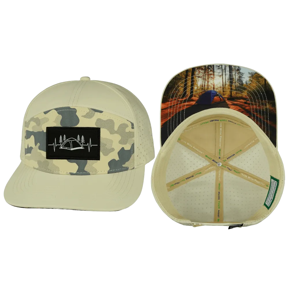 Camping Hat | Flat Bill | Cream - Soft Cream Camo