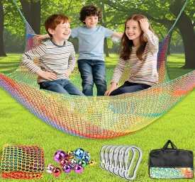 Climbing Cargo Net, Double Layers Playground Safety Net, Kids Backyard Climbing Net, Used for Treehouse Accessories Outdoor Adventure...Kids Playground Climbing Cargo Net 9.9 x 6.6Ft