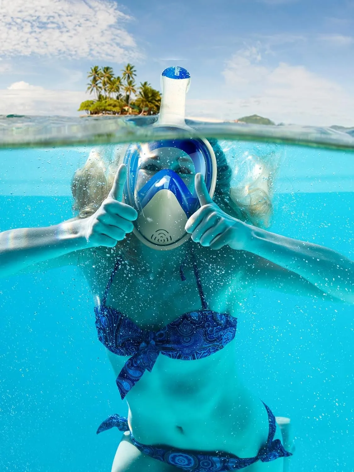 COPOZZ S4 Full Face Snorkel Mask for Adults & Kids - Crystal Clear Views, Anti-Fog Technology - Snorkeling Gear with Longer Tube Design for a Safe and Immersive Underwater Experience