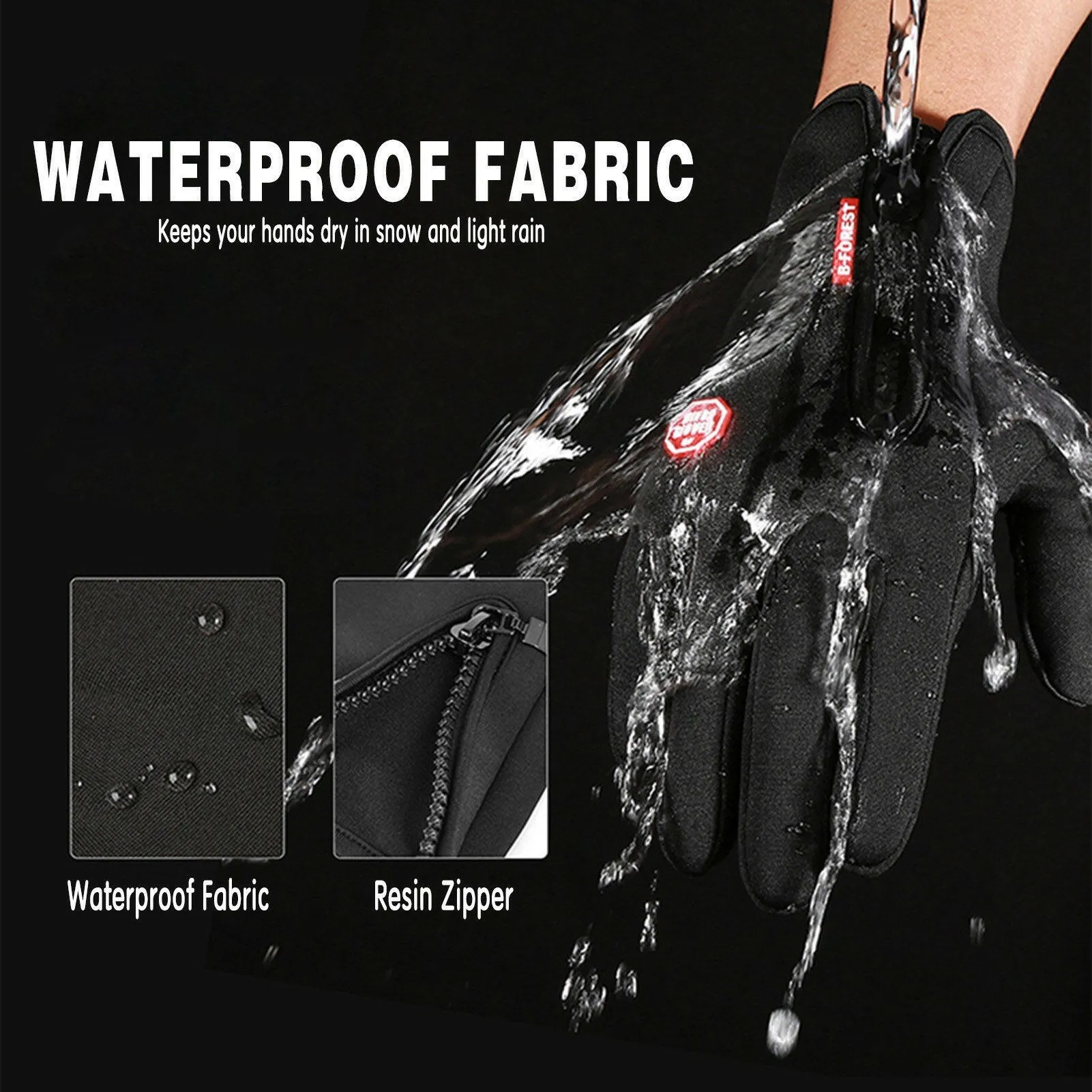 Cycling Gloves Touchscreen Waterproof Fleece Thermal Sports Gloves for Hiking Skiing