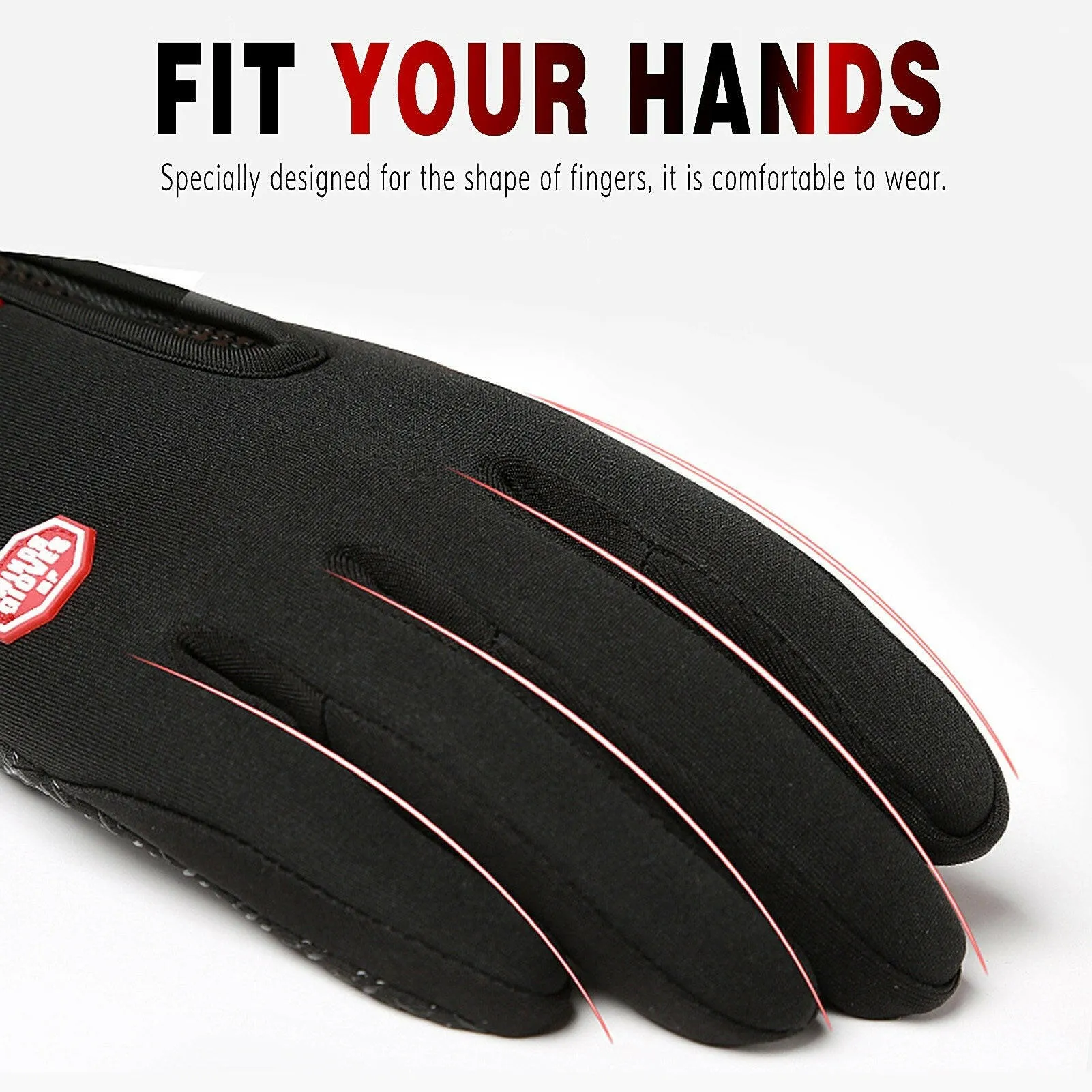 Cycling Gloves Touchscreen Waterproof Fleece Thermal Sports Gloves for Hiking Skiing