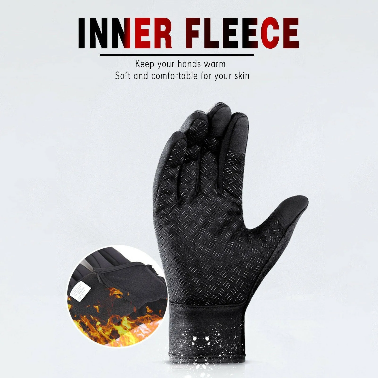 Cycling Gloves Touchscreen Waterproof Fleece Thermal Sports Gloves for Hiking Skiing