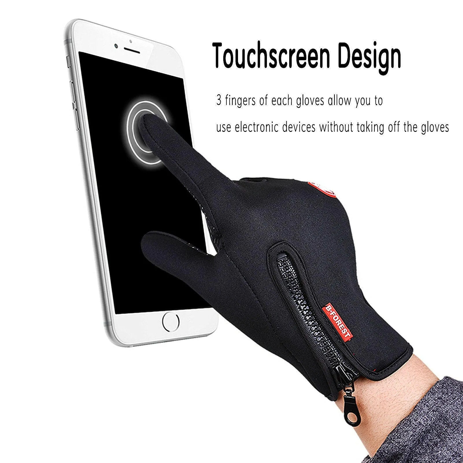 Cycling Gloves Touchscreen Waterproof Fleece Thermal Sports Gloves for Hiking Skiing