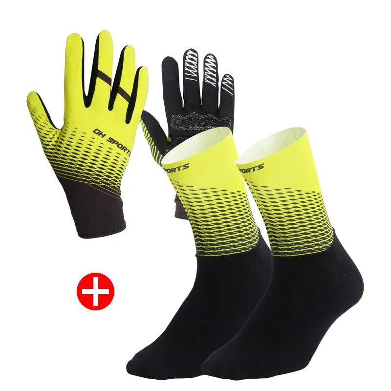 Cycling Set - Half or Full Finger Gloves   1Pair Socks - 5 Colours/3 Sizes