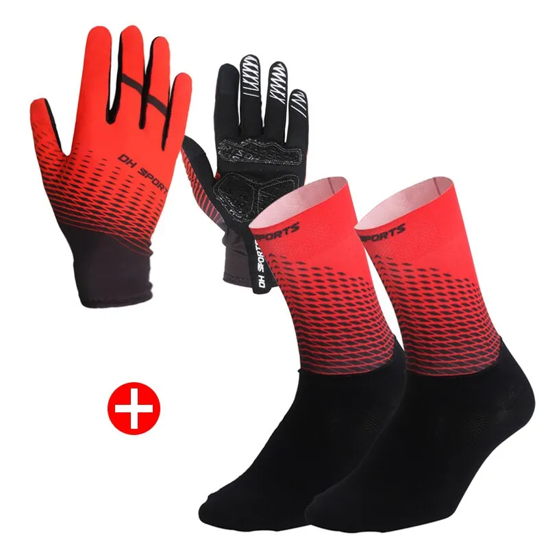 Cycling Set - Half or Full Finger Gloves   1Pair Socks - 5 Colours/3 Sizes
