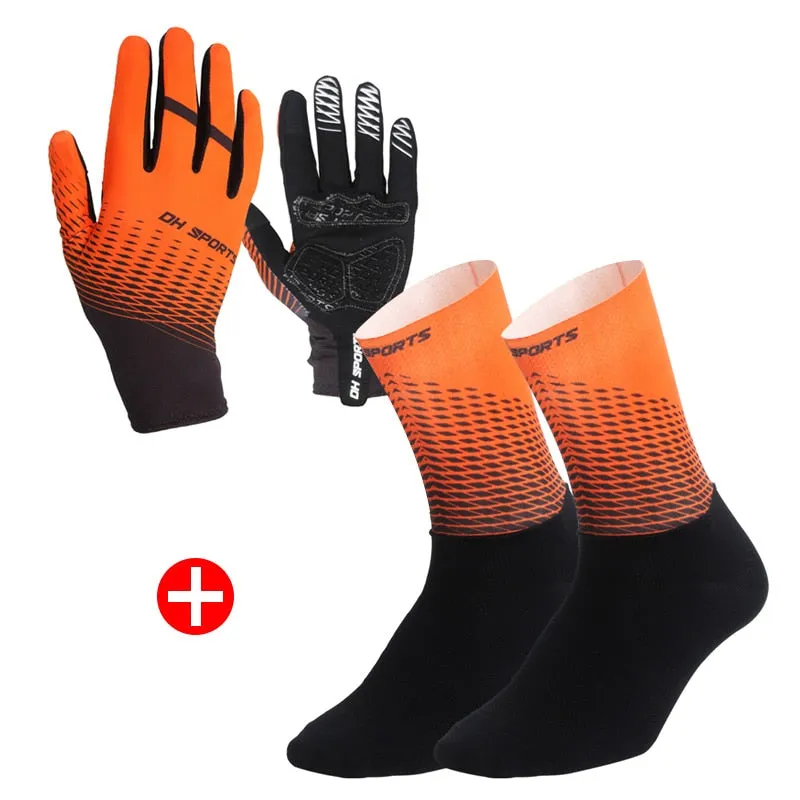 Cycling Set - Half or Full Finger Gloves   1Pair Socks - 5 Colours/3 Sizes