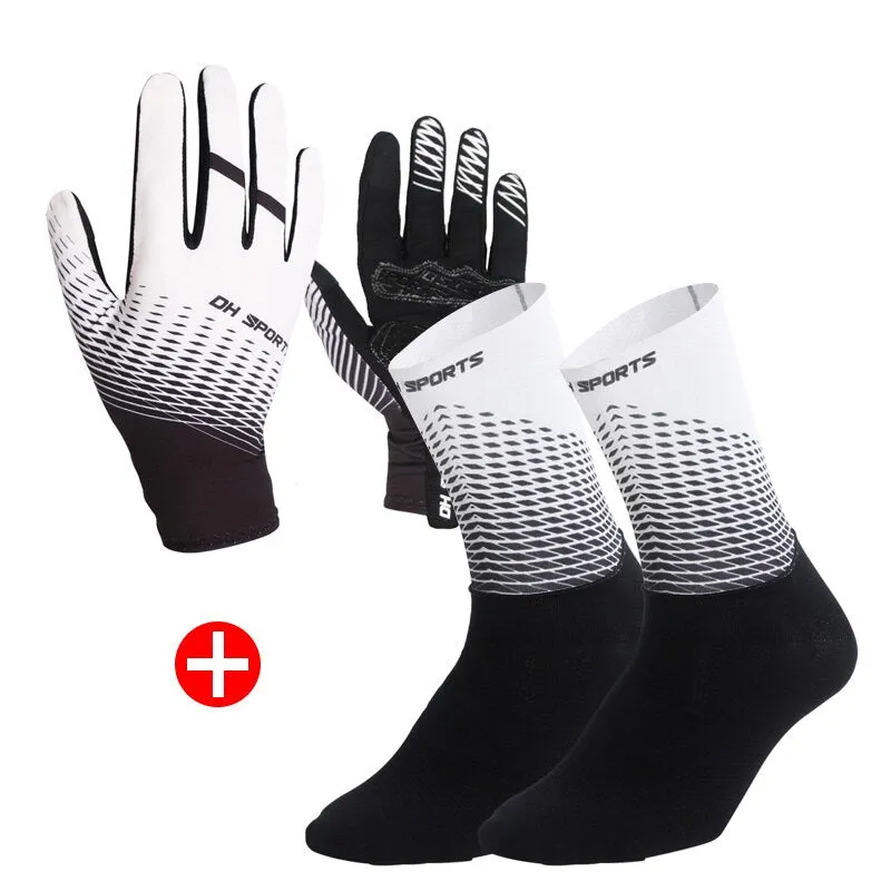 Cycling Set - Half or Full Finger Gloves   1Pair Socks - 5 Colours/3 Sizes