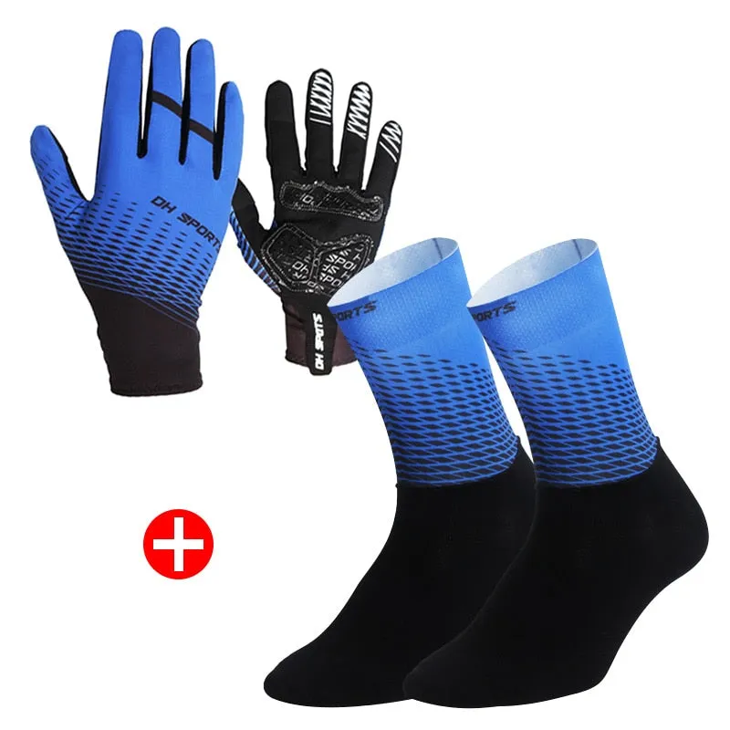 Cycling Set - Half or Full Finger Gloves   1Pair Socks - 5 Colours/3 Sizes