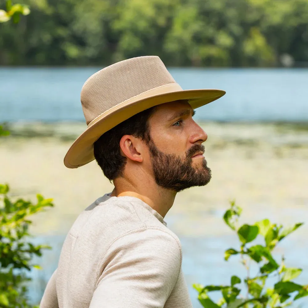 Dorfman Hat Willow Soaker Sun Hat with Mesh Sides-Natural and Tan