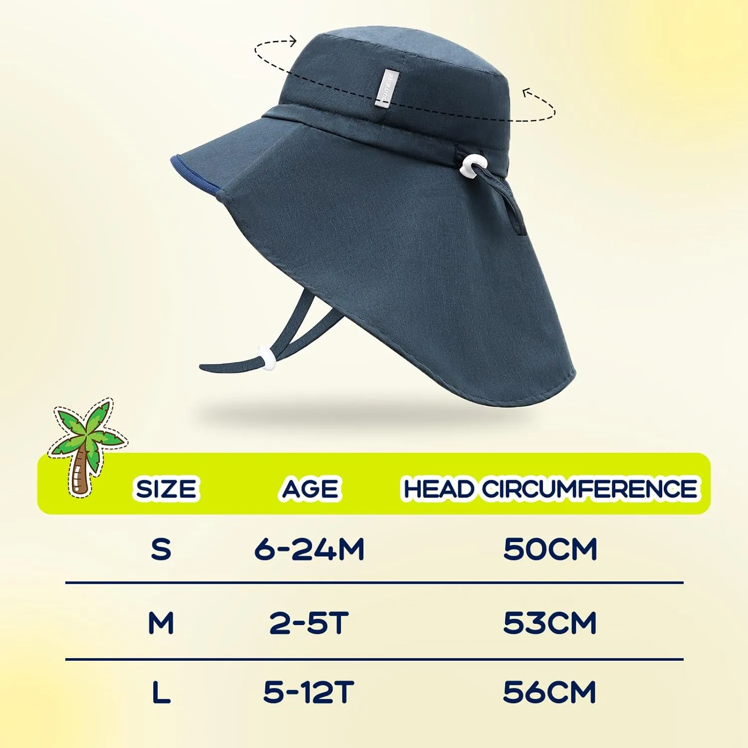 Duoyeree UV Protection Toddler Sun Hat - UPF 50  Beach & Summer Hat for Kids - Wide Brim Hat for Boys & Girls