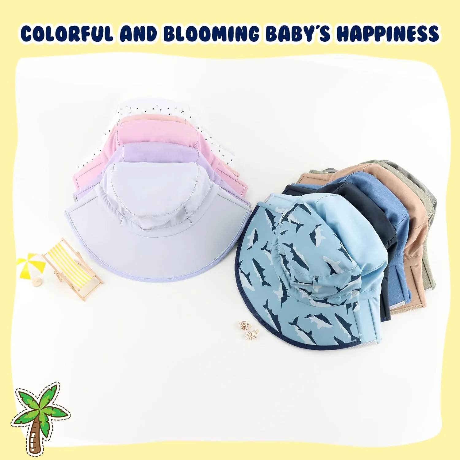 Duoyeree UV Protection Toddler Sun Hat - UPF 50  Beach & Summer Hat for Kids - Wide Brim Hat for Boys & Girls